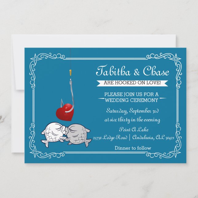 Blue Fishing Wedding Invitation (Front)