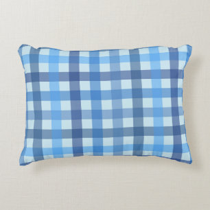 Blue Five-Colour Gingham Pattern Accent Pillow