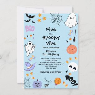 Blue Five is a Spooky Vibe Halloween 5th Birthday Invitation
