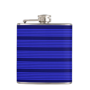 Blue five stripes pattern hip flask
