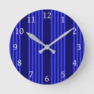 Blue five stripes pattern round clock