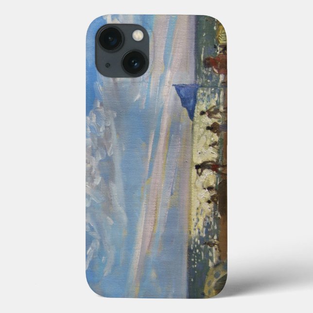 Blue flag and red sun shade Montalivet Case-Mate iPhone Case (Back)