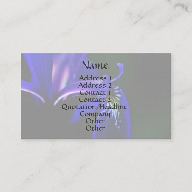Blue Flag Iris Floral Business Card (Front)