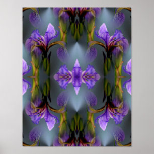 Blue Flag Iris Flower Abstract Nature Art   Poster