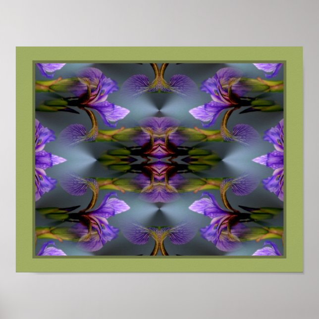 Blue Flag Iris Flower Abstract Nature  Poster (Front)