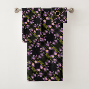 Blue Flag Iris Flower Abstract Pattern     Bath Towel Set