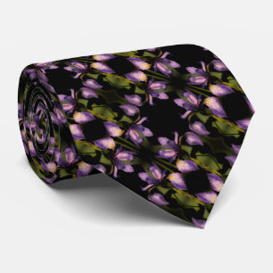 Blue Flag Iris Flower Abstract Pattern        Tie