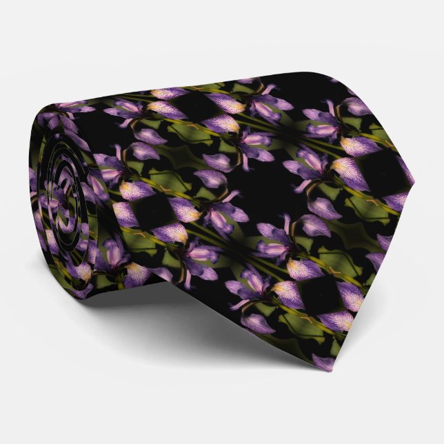 Blue Flag Iris Flower Abstract Pattern        Tie (Rolled)