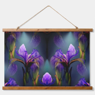 Blue Flag Iris Flower Art Abstract       Hanging Tapestry