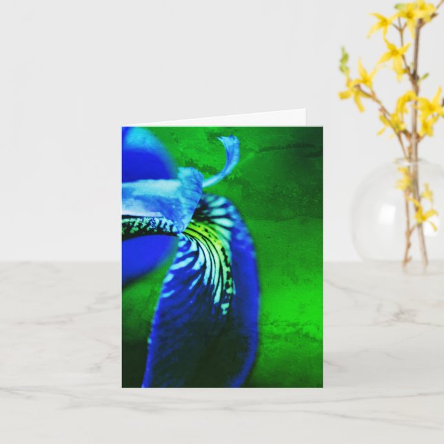Blue Flag Iris Flower Art Note  Card (Yellow Flower)