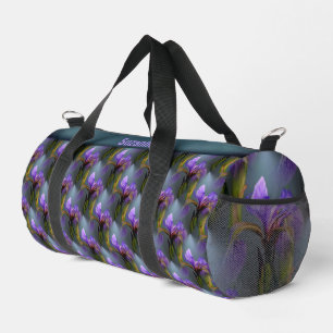 Blue Flag Iris Flower Art Pattern Personalised  Duffle Bag