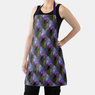 Blue Flag Iris Flower Nature Art Pattern Apron