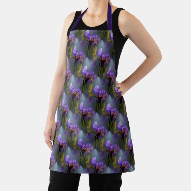 Blue Flag Iris Flower Nature Art Pattern  Apron (Insitu)