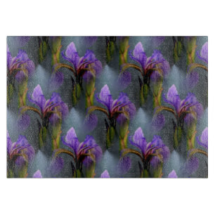 Blue Flag Iris Flower Nature Art Pattern Cutting Board