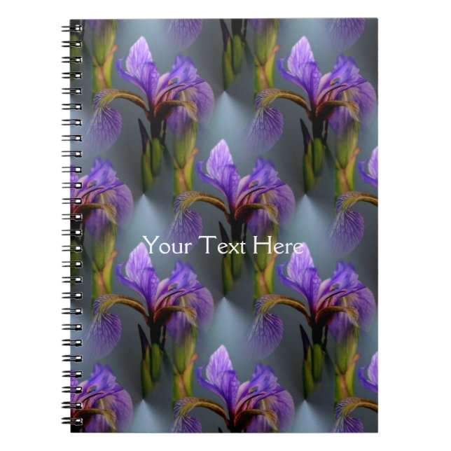 Blue Flag Iris Flower Nature Art Pattern Notebook (Front)