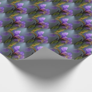 Blue Flag Iris Flower Nature Art Pattern Wrapping Paper