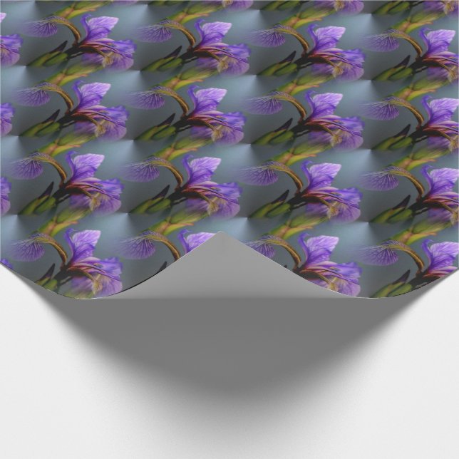 Blue Flag Iris Flower Nature Art Pattern Wrapping Paper (Corner)