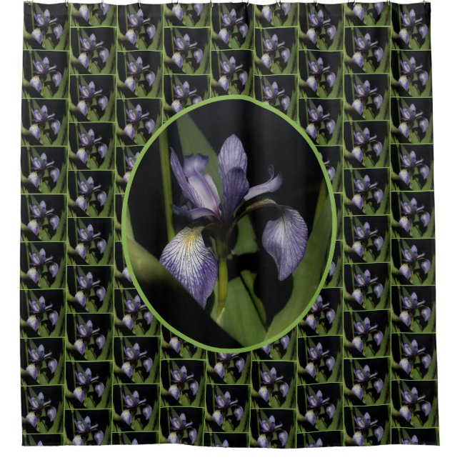 Blue Flag Iris Flower Pattern     Shower Curtain (Front)