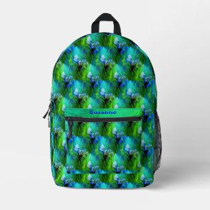 Blue Flag Iris Flower Pattern Tint Personalised Printed Backpack