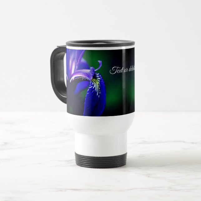 Blue Flag Iris Flower Personalised Travel Mug (Front Left)