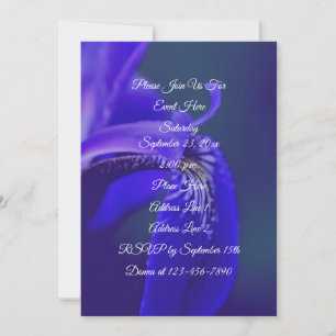 Blue Flag Iris Flower Petal Elegant Party Invitation