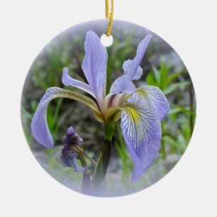 Blue Flag - Wild Iris Ceramic Tree Decoration