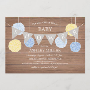 Blue Flags n Fluffs - Baby Shower Invitation