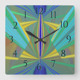 Blue Flame 2 Abstract in Blues Backward Clock