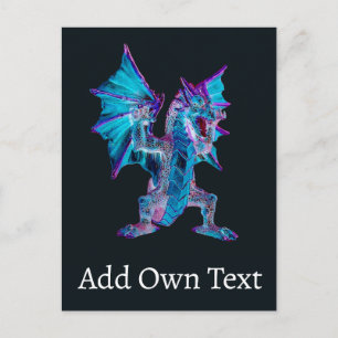 Blue Flame Dragon Fantasy Celestial Beast Holiday Postcard