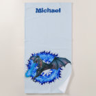 Blue Flame Fire Breathing Dragon Personalised Name