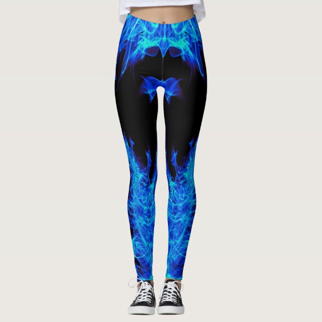 Blue Flame Fire Leggings (Front)