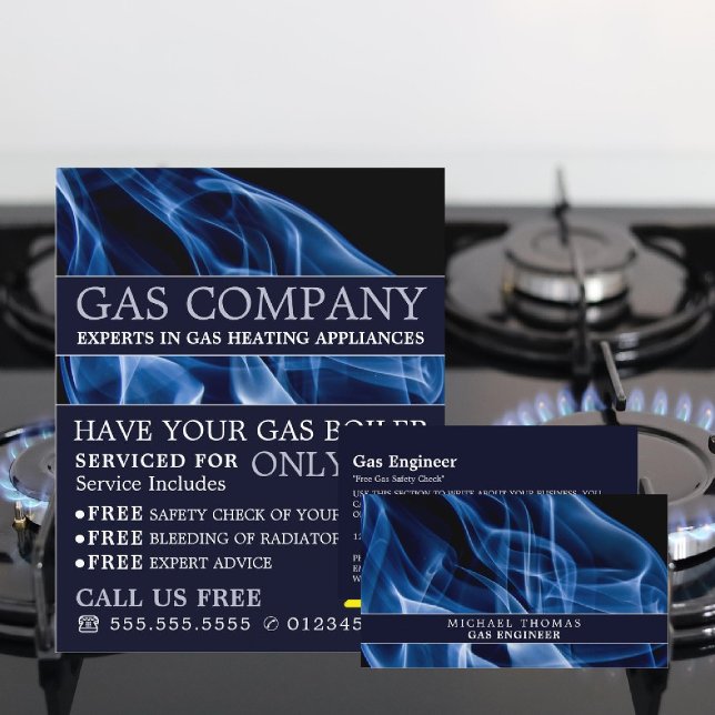 Blue Flame, Gas Engineer & Supplier Business Card (Creator Uploaded)