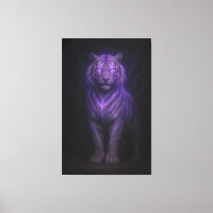 Blue Flame Guardian White Tiger – Standing Divine Canvas Print