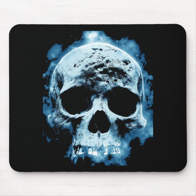 Blue Flame Halloween Death Skull Mouse Mat (Front)