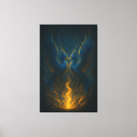 Blue Flame Phoenix Twins – Fine Art Mythical Bird 