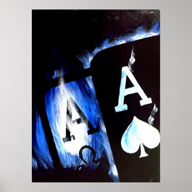 Blue Flame Pocket Aces Poker poster by Teo Alfonso (Front)