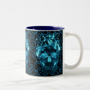 Blue Flame Skull Mug