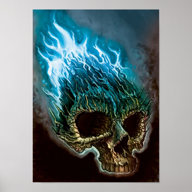 Blue Flame Skull Poster (Front)