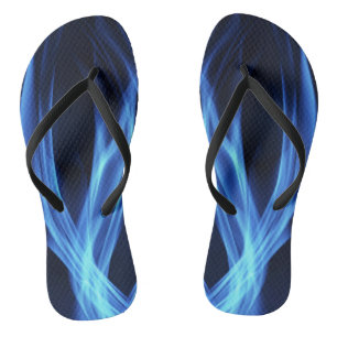 Blue Flame Swirl Dark Flip Flops