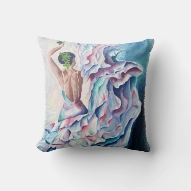 BLUE FLAMENCO DANCER CUSHION (Front)