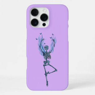 Blue Flames Ballerina Dancing Skeleton Design iPhone 16 Pro Max Case