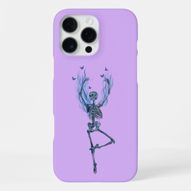Blue Flames Ballerina Dancing Skeleton Design iPhone Case (Back)