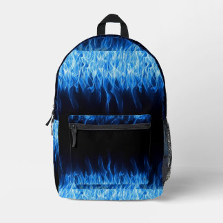 Blue Flames Design Printed Backpack