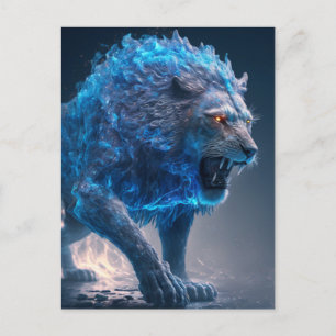 Blue Flames Fire Lion Postcard
