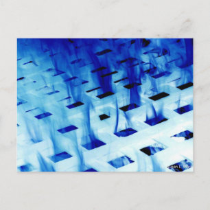 Blue flames through white grid design photo postcard