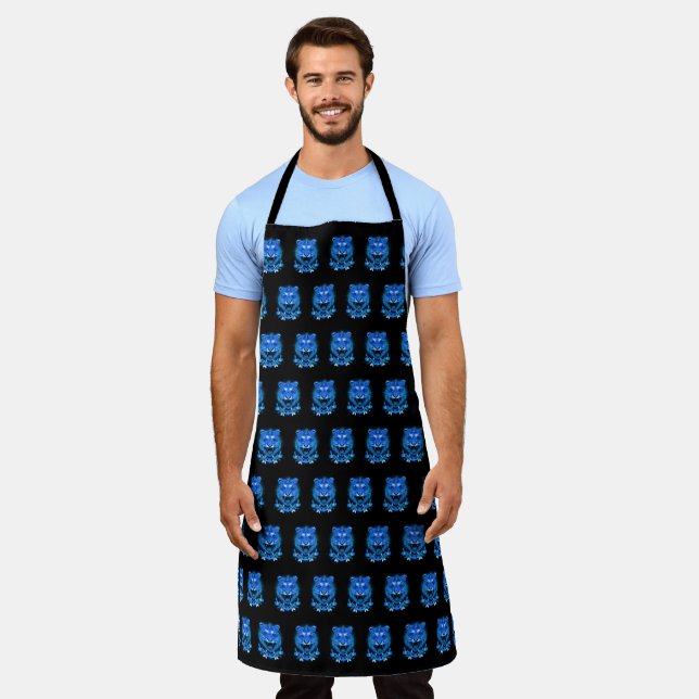 Blue Flaming Fire Tiger Apron (Worn)