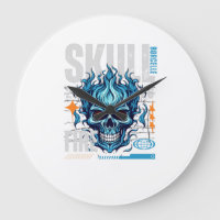 Blue Flaming Skull Streetwear Design | Cyberpunk G