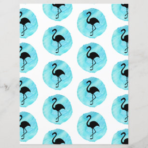 Blue Flamingo Pattern Scrapbook Paper