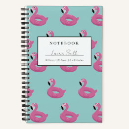 Blue Flamingo Pool Floaty Personalised Notebook
