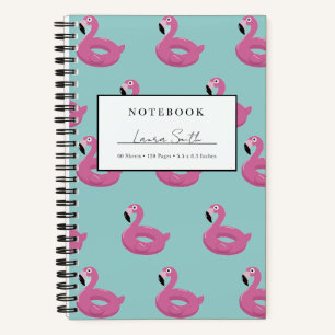 Blue Flamingo Pool Floaty Personalised Notebook